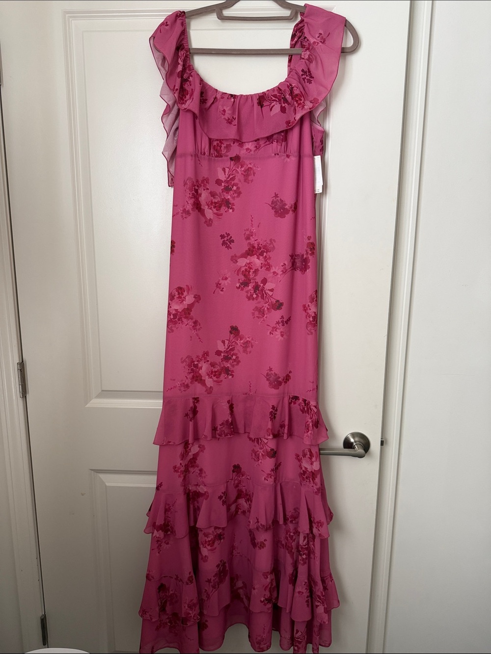 Anthropologie Pink Floral Ruffled Wedding Dress